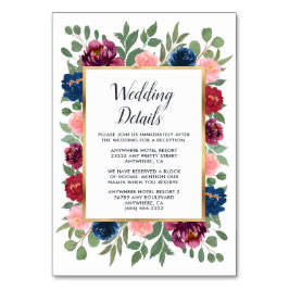 Marsala-Hochzeitkarten für Burgund Blush Tischnummer