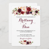 Marsala Hochzeits-Einladung Einladung (Vorne/Hinten)