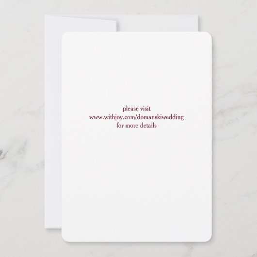 Marsala Hochzeits-Einladung Einladung (Rückseite)