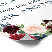 Marsala Hochzeitsblasen der guten Wünsche Zeichen Poster (Ecke)