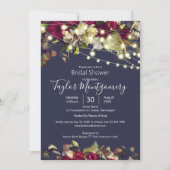 Marsala & Ivory Rose | Navy Brautparty Einladung (Vorderseite)