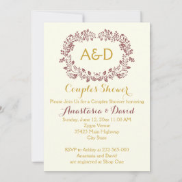 Marsala Laubkranz Hochzeitspaare Dusche Einladung