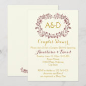 Marsala Laubkranz Hochzeitspaare Dusche Einladung (Vorne/Hinten)