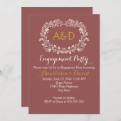 Marsala Laubkranz Hochzeitsparty Einladung (Vorne/Hinten)