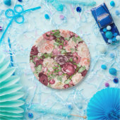 Marsala Maroon Burgundy Rustic Floral Blume Pappteller (Party)