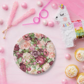 Marsala Maroon Burgundy Rustic Floral Blume Pappteller (Party)