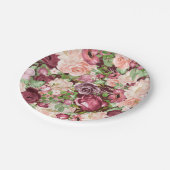 Marsala Maroon Burgundy Rustic Floral Blume Pappteller (Schrägansicht)