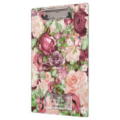 Marsala Maroon Burgundy Rustic Floral Personalisie Klemmbrett (Links)