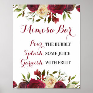 Marsala Mimosa Bar Schild Hochzeit Brautparty Herb