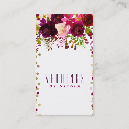 Marsala Modern Floral Gold Burgundy Bold Chic Visitenkarte (Vorderseite)