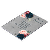 Marsala Navy Blue Floral Name Gebet Journal Notizblock (Linke Seite)