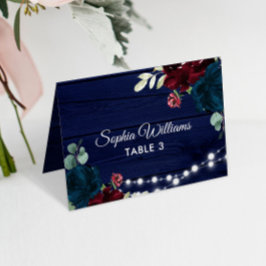 Marsala & Navy Blume Hochzeit Platzkarte Tischnummer