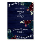 Marsala & Navy Blume Hochzeit Platzkarte Tischnummer (Vorderseite)