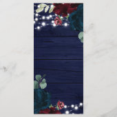 Marsala & Navy Blume-Hochzeitmenü Menükarte (Rückseite)