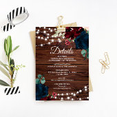 Marsala & Navy Blume Hochzeitsszenario Begleitkarte