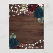 Marsala & Navy Blume Hochzeitsszenario Begleitkarte (Rückseite)