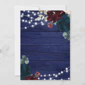 Marsala & Navy Blume Rustic Wood Wedding Einladung (Rückseite)