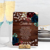 Marsala & Navy Blume Rustikale Seating Chart 16 Einladung