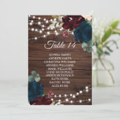 Marsala & Navy Blume Rustikale Seekarten Einladung (Stehend Vorderseite)