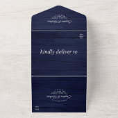 Marsala & Navy Blume Rustikales Holz in einem Inv All In One Einladung (Außenbereich)