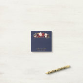 Marsala Navy Elegant Floral Wedding Post-it Notes Klebezettel (Auf Schreibtisch)
