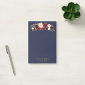 Marsala Navy Elegant Floral Wedding Post-it Notes Klebezettel (Büro)