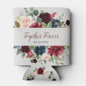 Marsala & Navy Floral Mr & Mrs Gastgeschenk Hochze Dosenkühler (Rückseite)