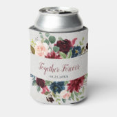 Marsala & Navy Floral Mr & Mrs Gastgeschenk Hochze Dosenkühler (Kanne Rückseite)