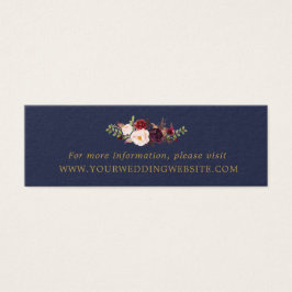 Marsala Navy Gold Floral Wedding Website Cards
