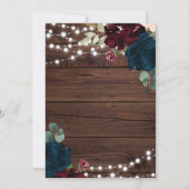 Marsala & Navy Rustic Wood Brautparty Einladung (Rückseite)