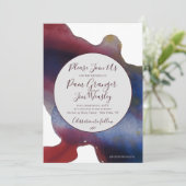 Marsala & Navy Wasserfarbe Hochzeit Einladung (Stehend Vorderseite)
