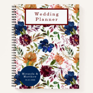 Marsala Orange Bloral Wedding Planner Noteboo Notizblock