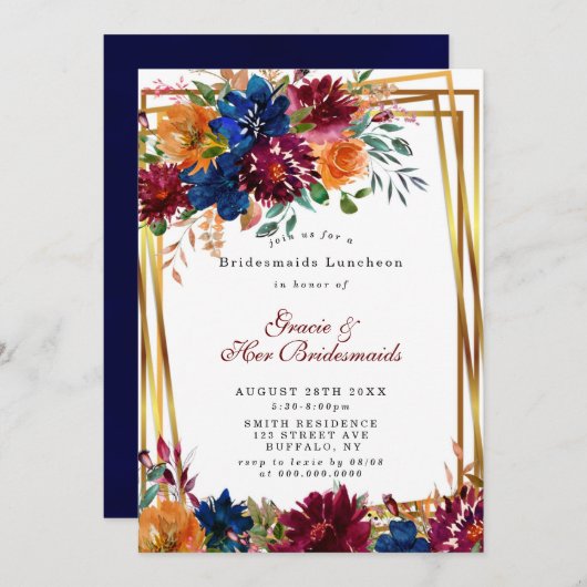 Marsala Orange Floral Bridesmaids Luncheon (Vorne/Hinten)