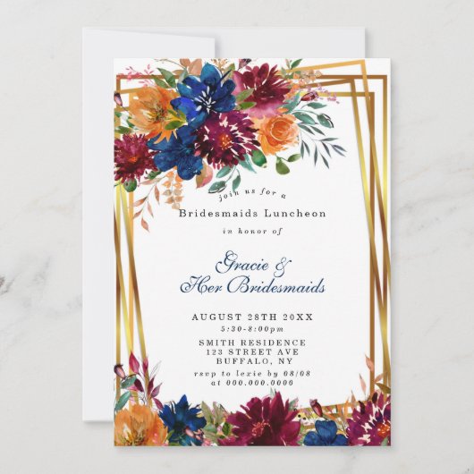 Marsala Orange Floral Bridesmaids Luncheon (Vorderseite)