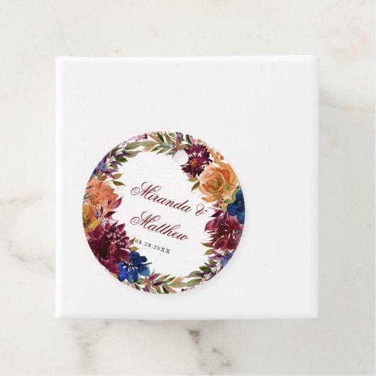 Marsala Orange Floral Geometric Wedding Geschenkanhänger (Beispiel)