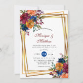 Marsala Orange Floral Geometric Wedding Invi Einladung (Vorderseite)