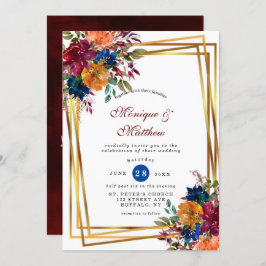 Marsala Orange Floral Geometric Wedding Invi Einladung