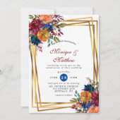 Marsala Orange Floral Geometric Wedding Invi Einladung (Vorderseite)