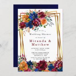 Marsala Orange Floral Gold Paare Dusche