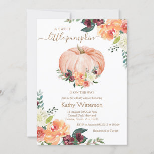 Marsala Orange Floral Pumpkin Baby Shower Einladung