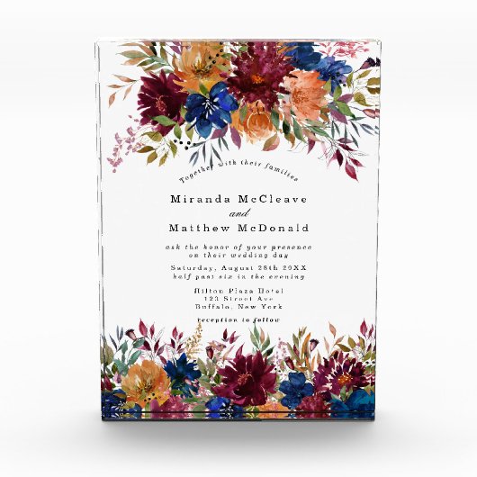 Marsala Orange Keepake Wedite Einladung Fotoblock (Vorderseite)