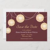 Marsala Party Lanterns Save the Date Einladung (Vorderseite)
