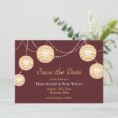 Marsala Party Lanterns Save the Date Einladung (Stehend Vorderseite)