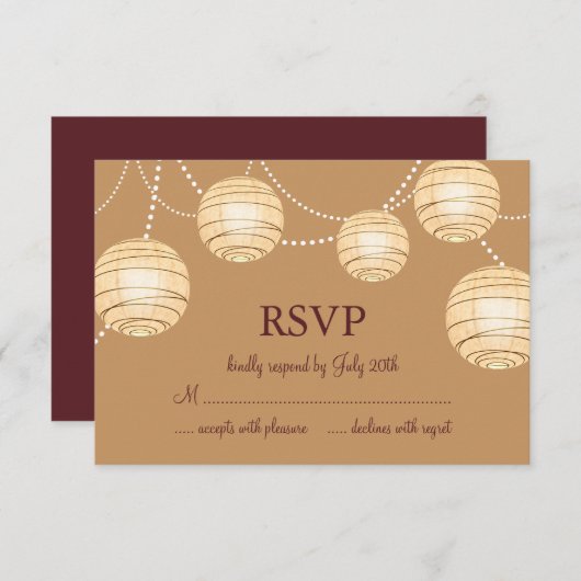 Marsala Party Lanterns UAWG RSVP Karte (Vorne/Hinten)