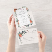 Marsala Peach Botanischer Garten All In One Einladung (Abreißen)