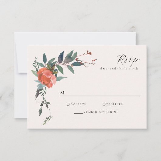 Marsala Peach Botanischer Garten RSVP Karte (Vorderseite)