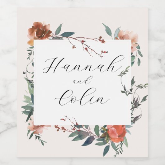 Marsala Peach Botanischer Garten Weinetikett (Einzelnes Label)