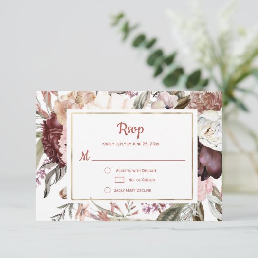 Marsala Peach Terracotta Rosa UAWG RSVP Karte (Stehend Vorderseite)