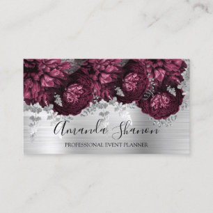 Marsala Peony Blume Silver Logo Event Plane Visitenkarte