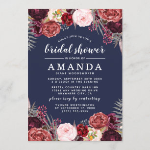 Marsala Peony Fall Bridal Dusche Einladungen